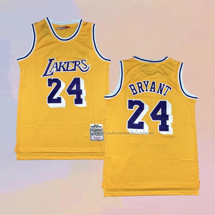 Camiseta Los Angeles Lakers Kobe Bryant NO 24 Mitchell & Ness 2007-08 Amarillo